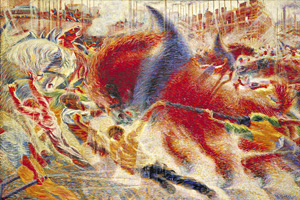 Umberto Boccioni's The City Rises (Mrs. Simon Guggenheim Fund, Museum of Modern Art, 1910–1911)