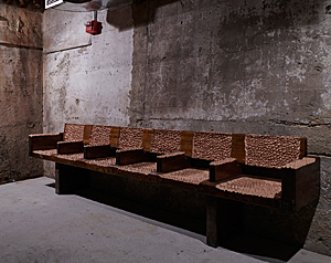 Hugh Hayden's Municipal Respite (photo by Kyle Knodell, Lisson gallery/SculptureCenter, 2021)