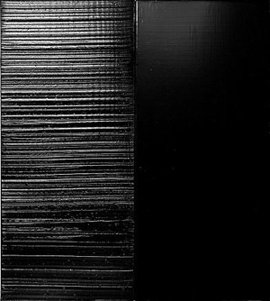 Pierre Soulages's Peinture 181 x 162 cm 26 Janvier 2014 (photo by Vincent Cunillère/Soulages Archives, Dominique Lévy gallery, 2014)